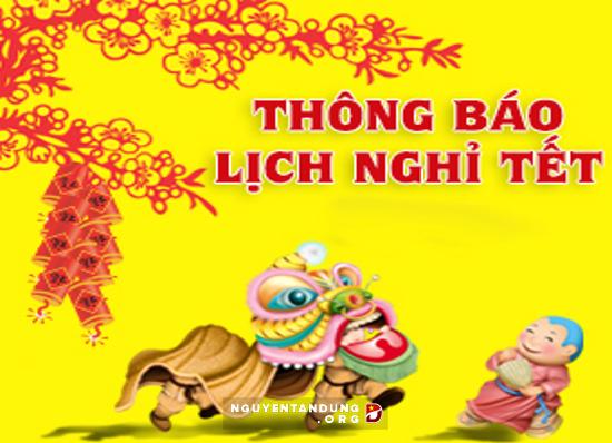  Thông báo về lịch nghỉ tết âm lịch Ất Mùi 2015